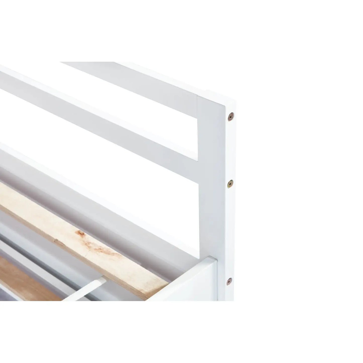 Twin Size Pine Wood Bed Headboard & Footboard with White Trundle Three Storage Drawers