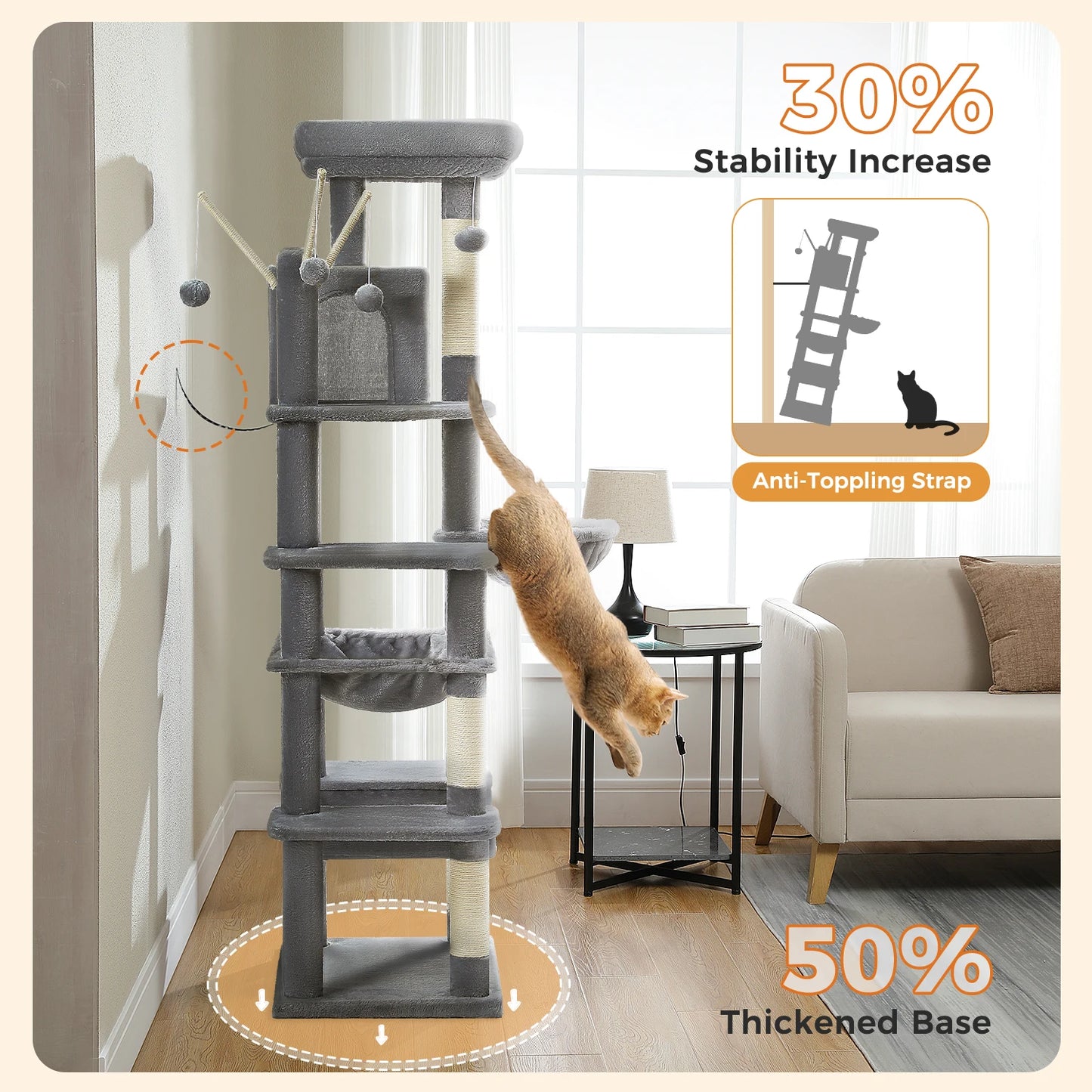 Multi-Level Plush Cat Condo with Scratching Posts
