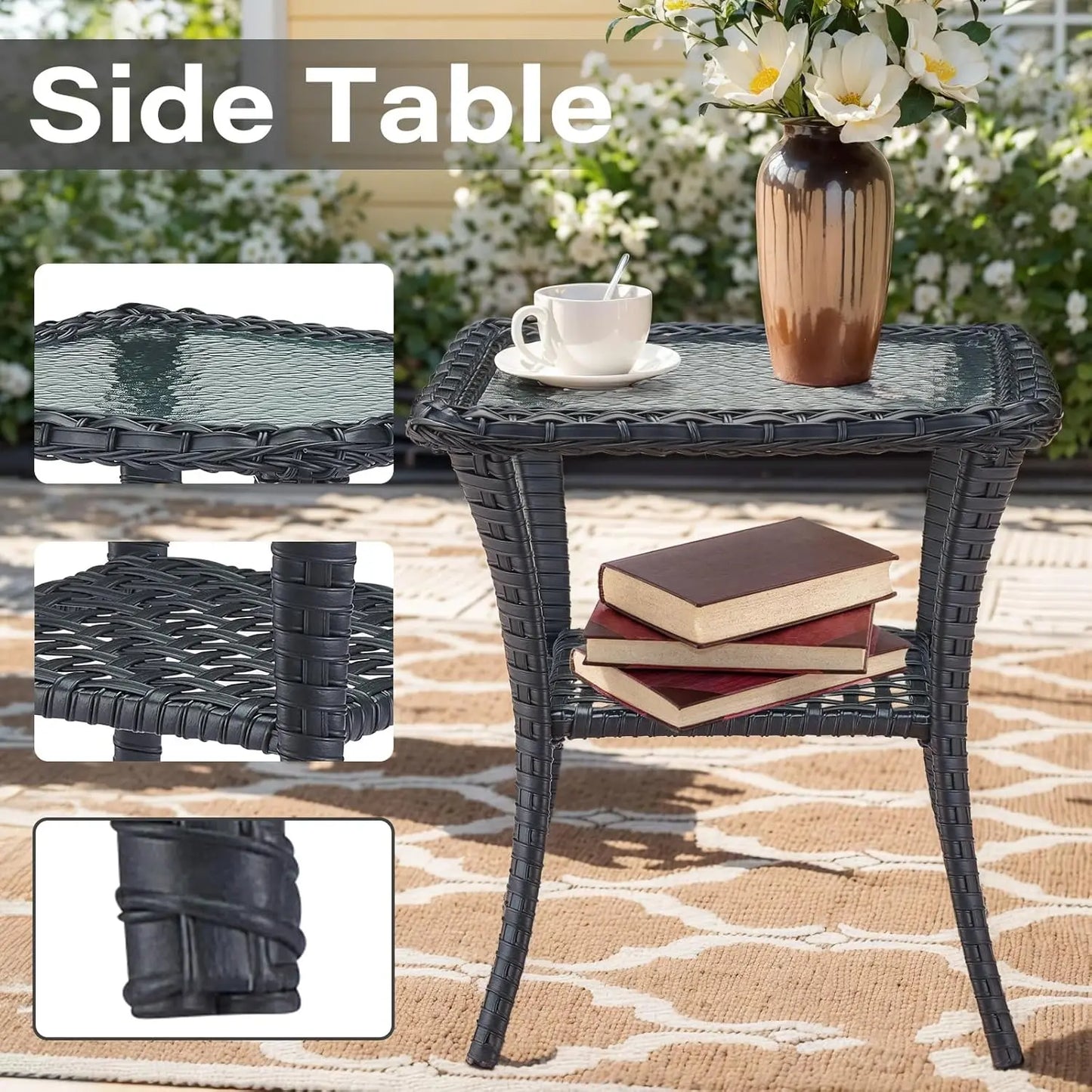 Outdoor Swivel Rocker Glider Chairs with Side Table