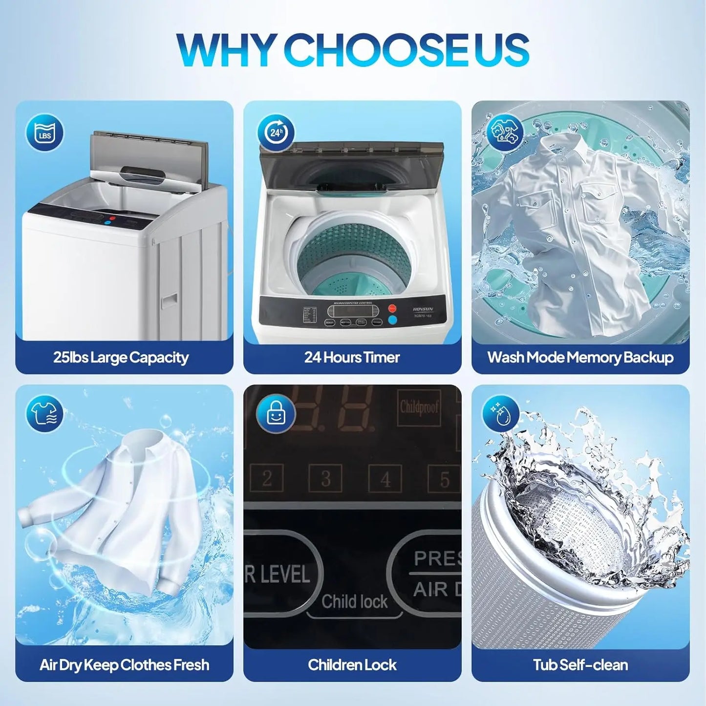Full-Automatic Electric Laundry Machine with Stainless Steel Drum