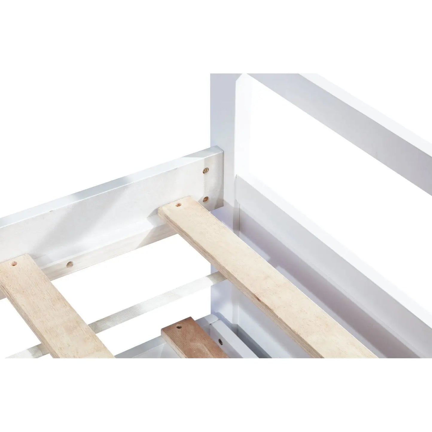 Twin Size Pine Wood Bed Headboard & Footboard with White Trundle Three Storage Drawers