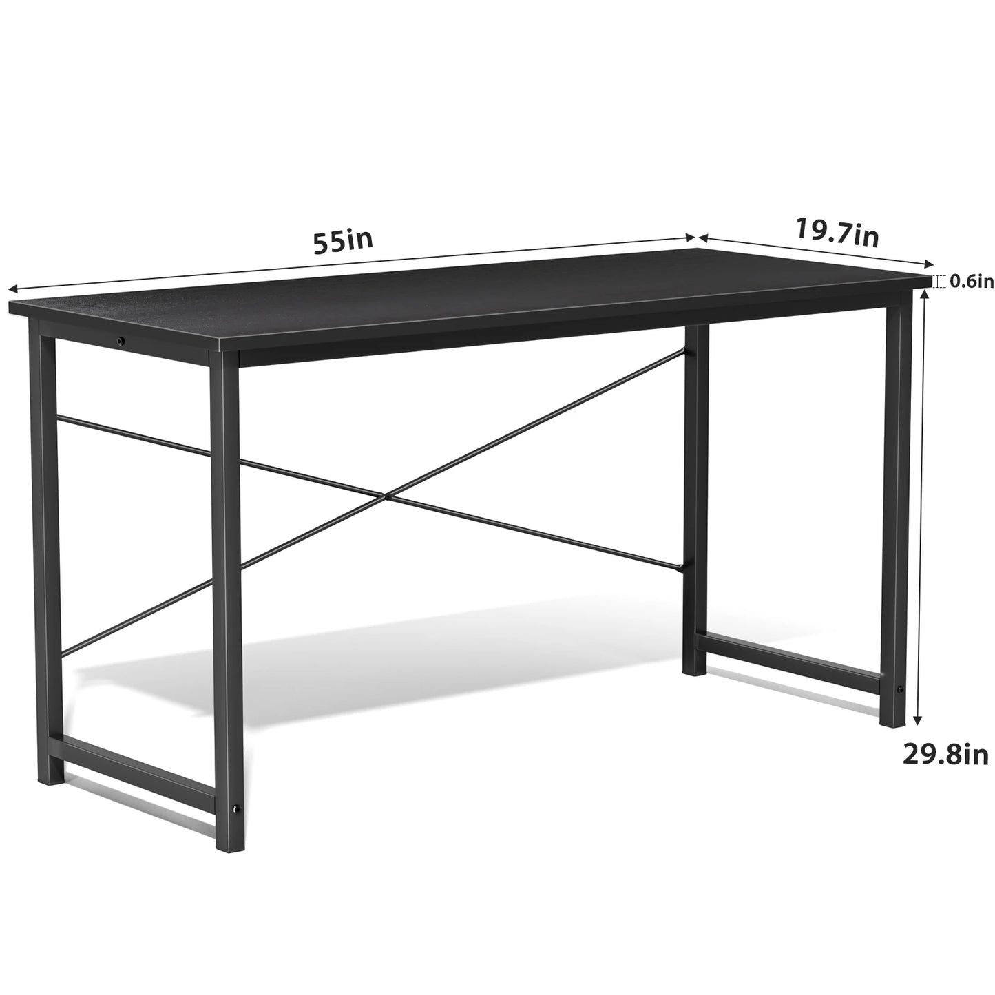 Computer Office Desk With Metal Frame Wood Tabletop