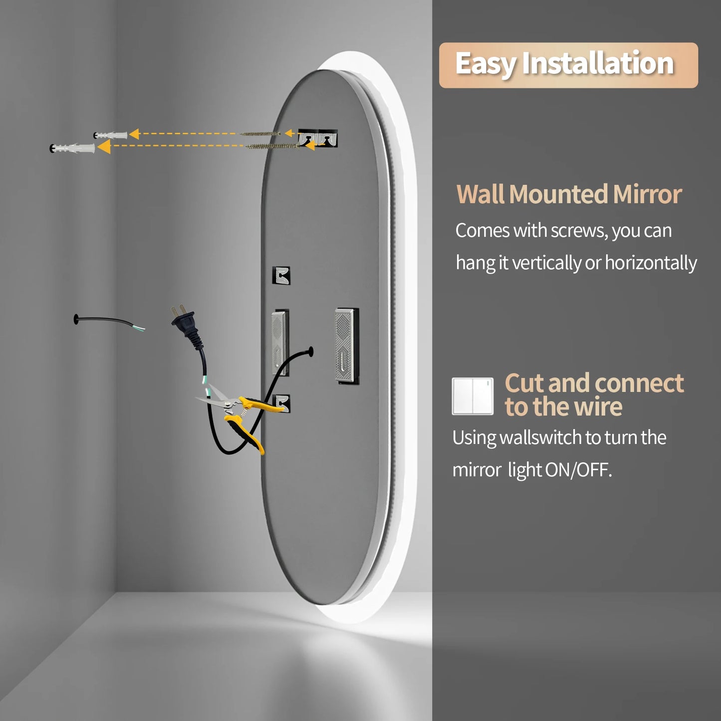 Oval LED Bathroom Mirror with Lights