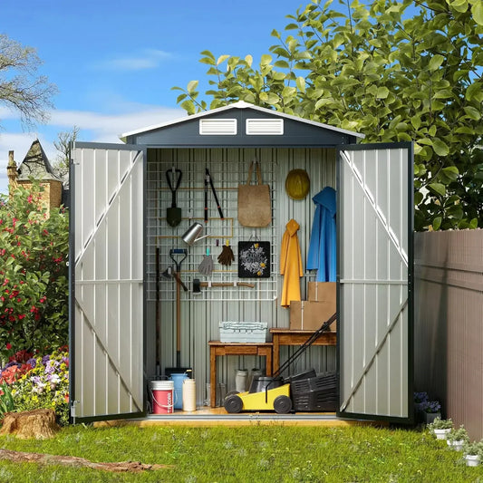 Steel Storage Shed with Lockable Doors and Frame Floor