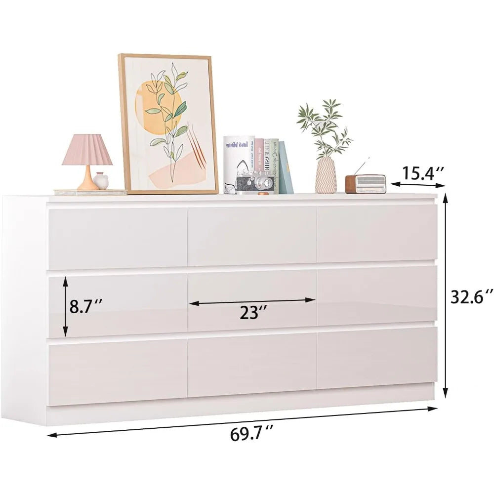 Large Modern High Gloss Dresser with Power Outlets