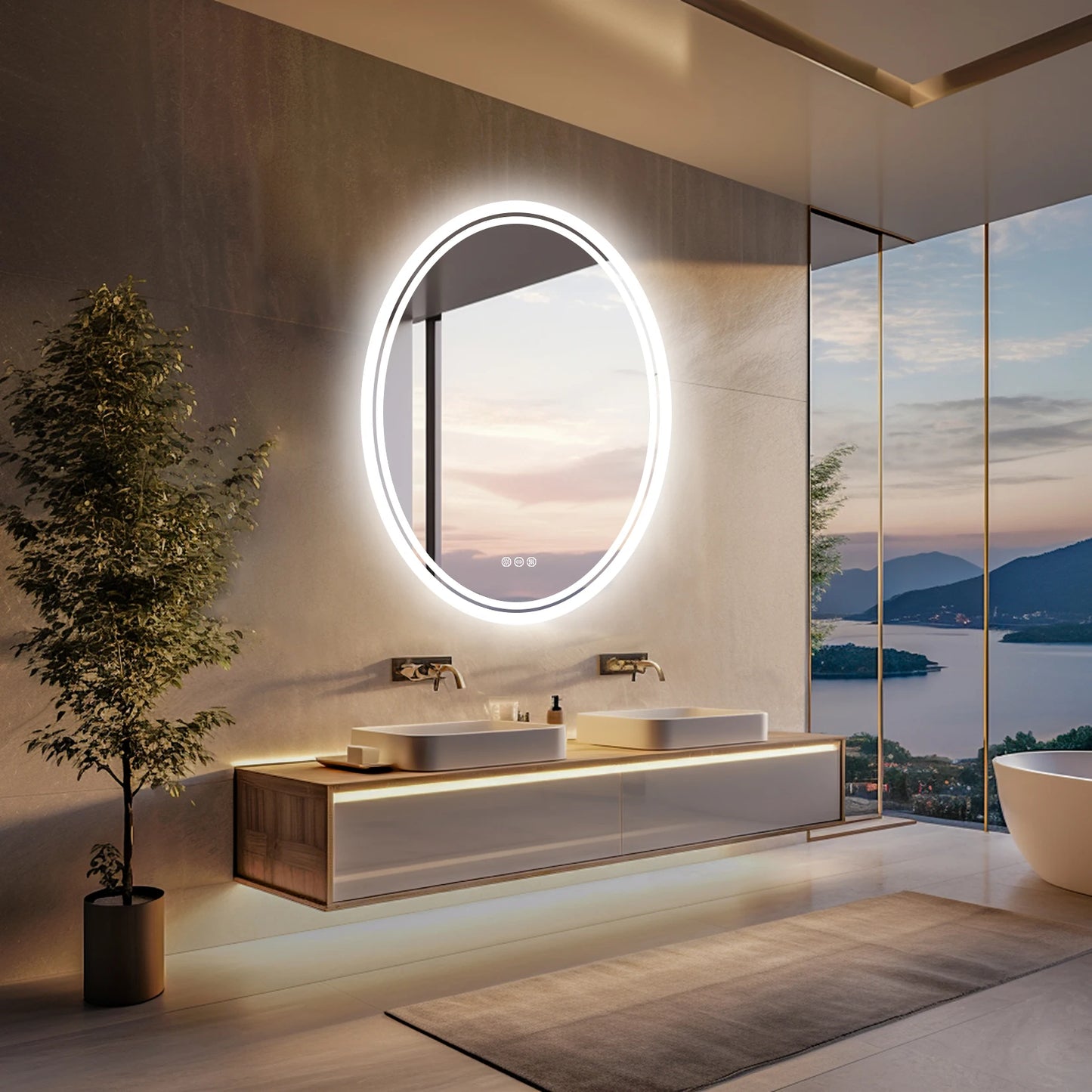 Backlit Round Vanity Mirror with Dimmable Lights