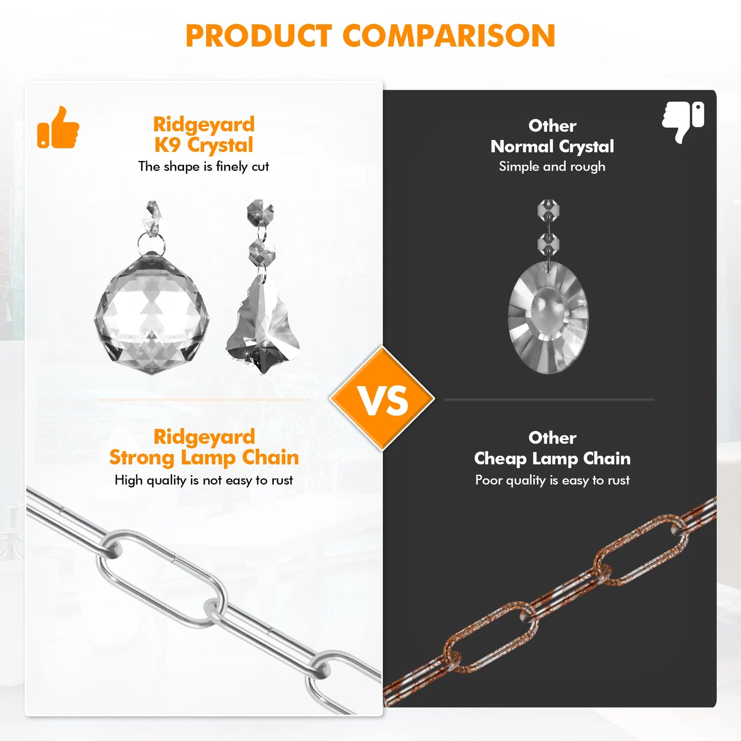 Modern Lighting Crystal Chandelier Adjustable Chain Ceiling Pendant