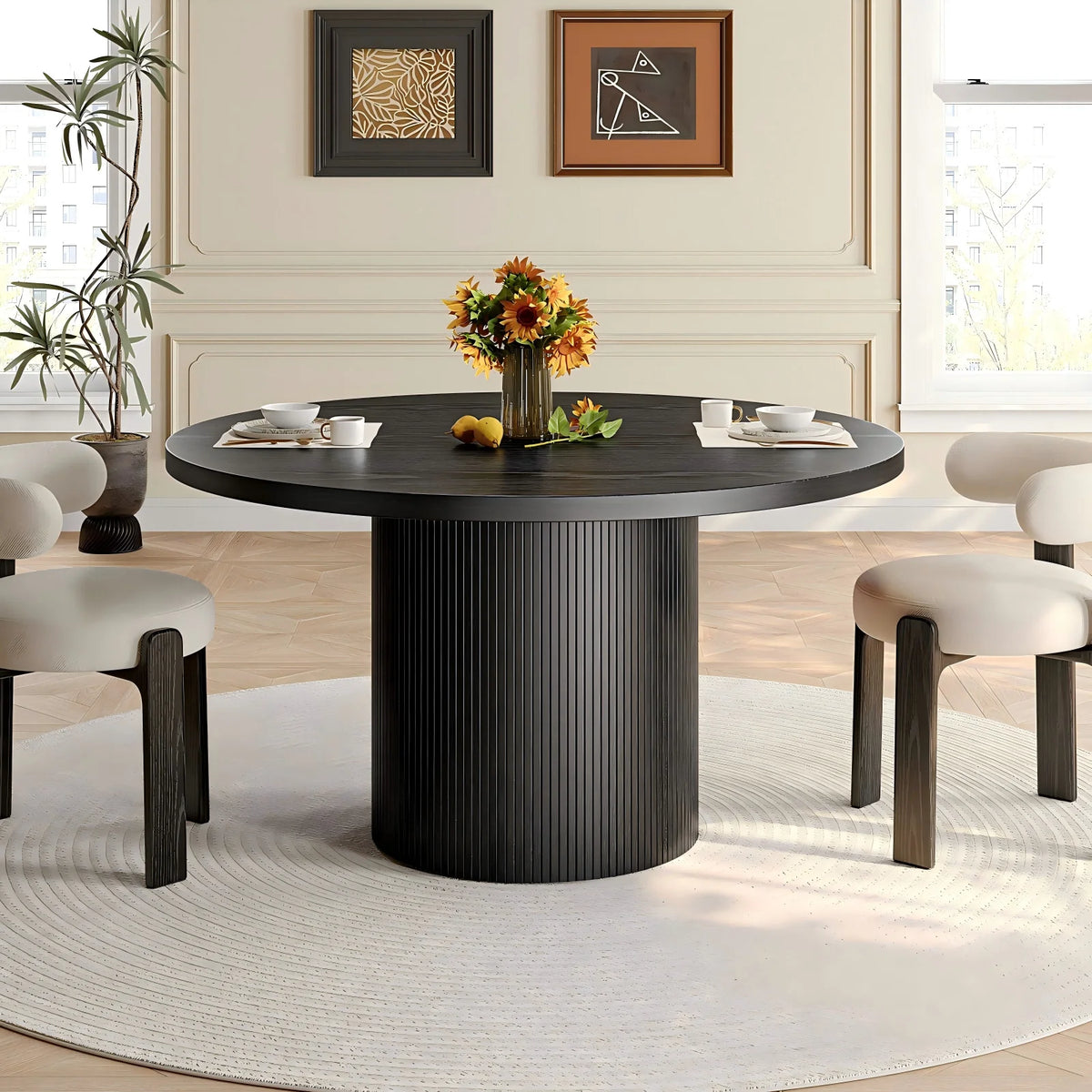 Circle Fluted Round Dining Table