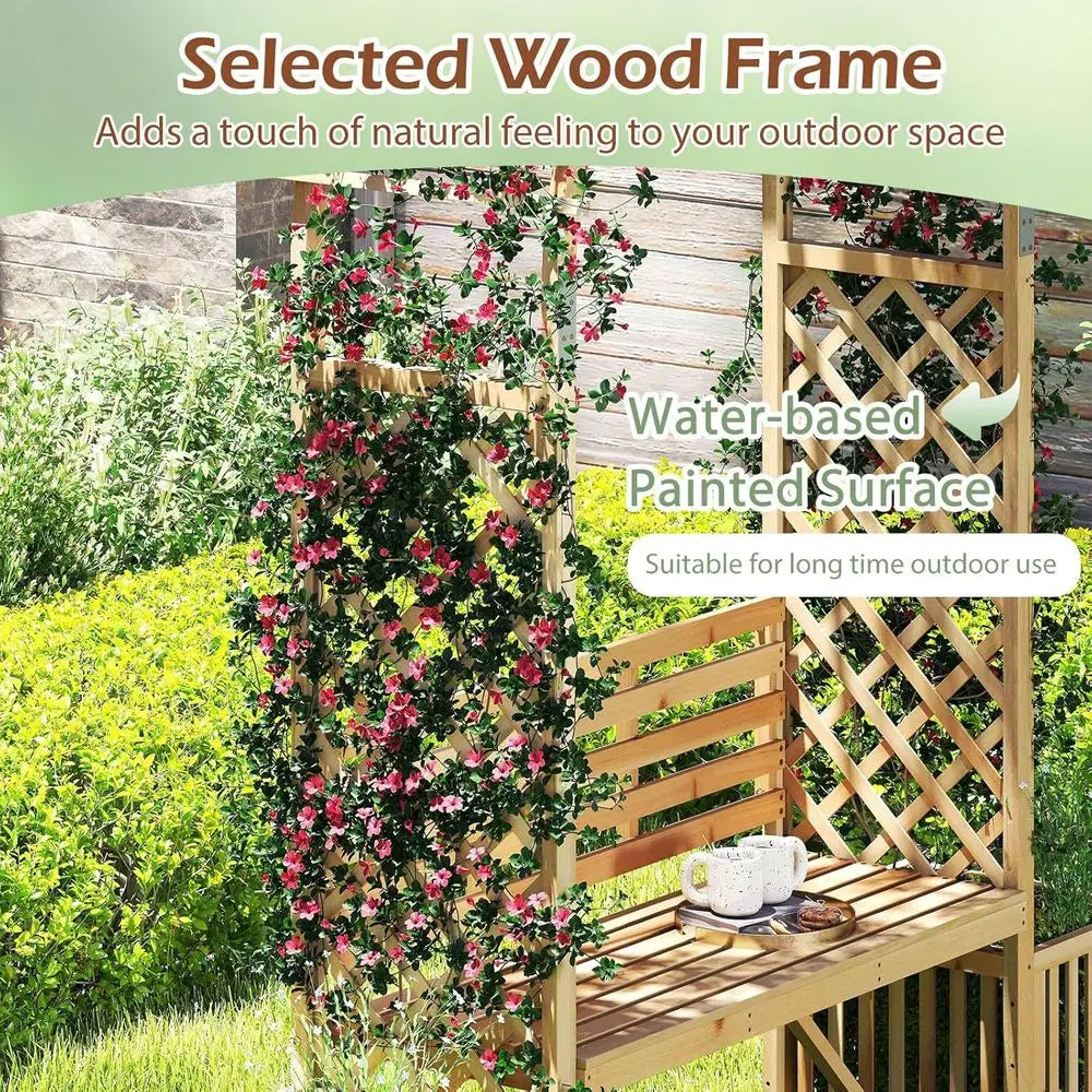 Wooden Garden Arbor with an Arch for Climbing Plants