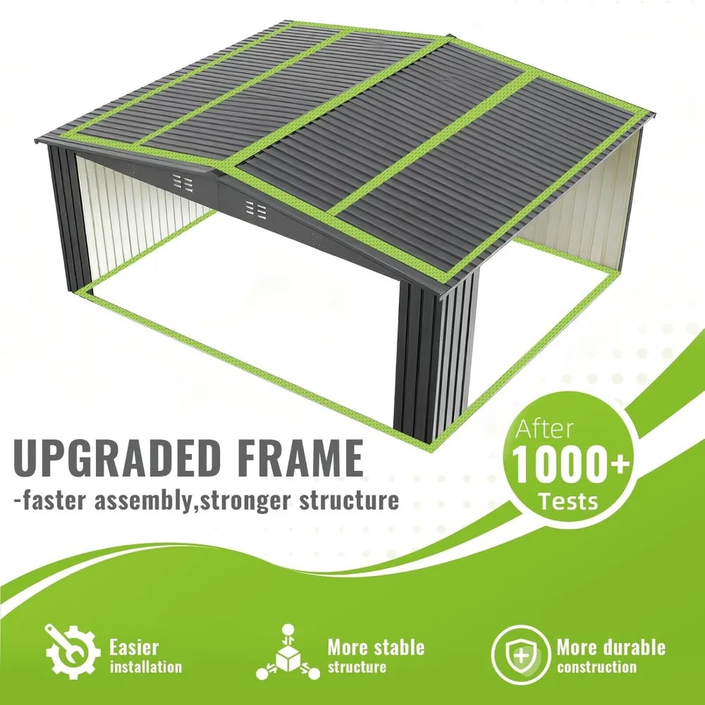 Metal Garden Tool Shed with Updated Frame Structure and Lockable Doors