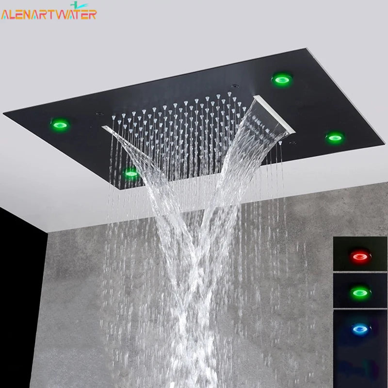 Luxury Waterfall Rains LED Light Shower Head