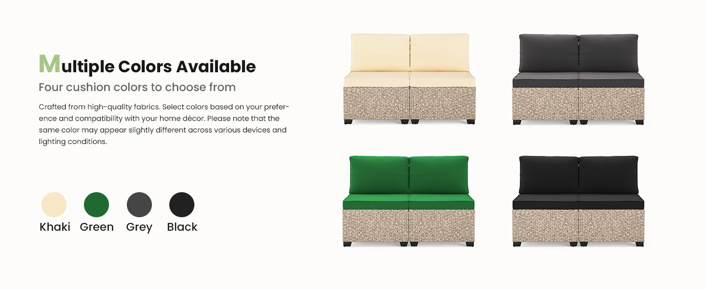 All-Weather Rattan Sectional Sofa with Tempered Glass Table