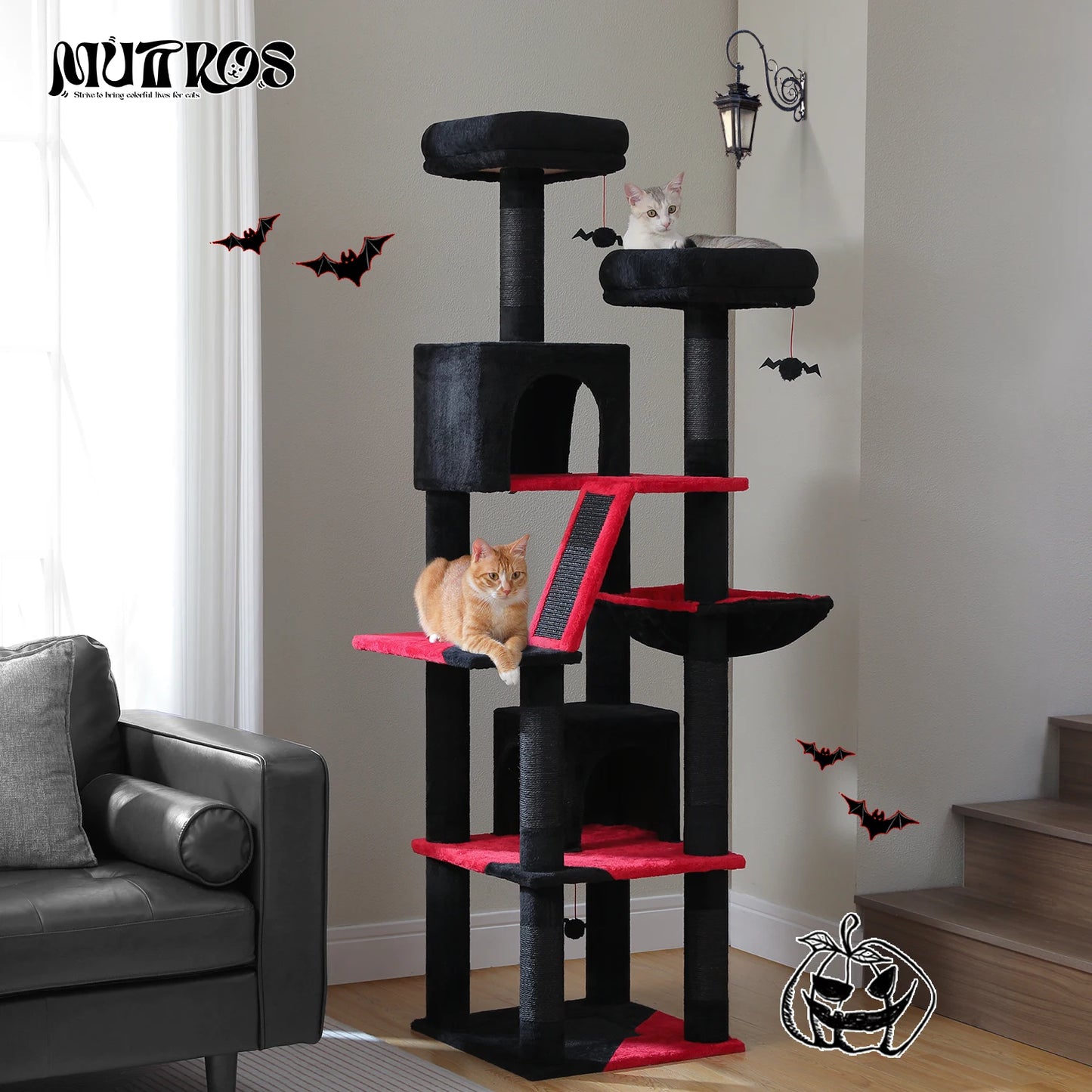 Multi-Level Plush Cat Condo with Scratching Posts