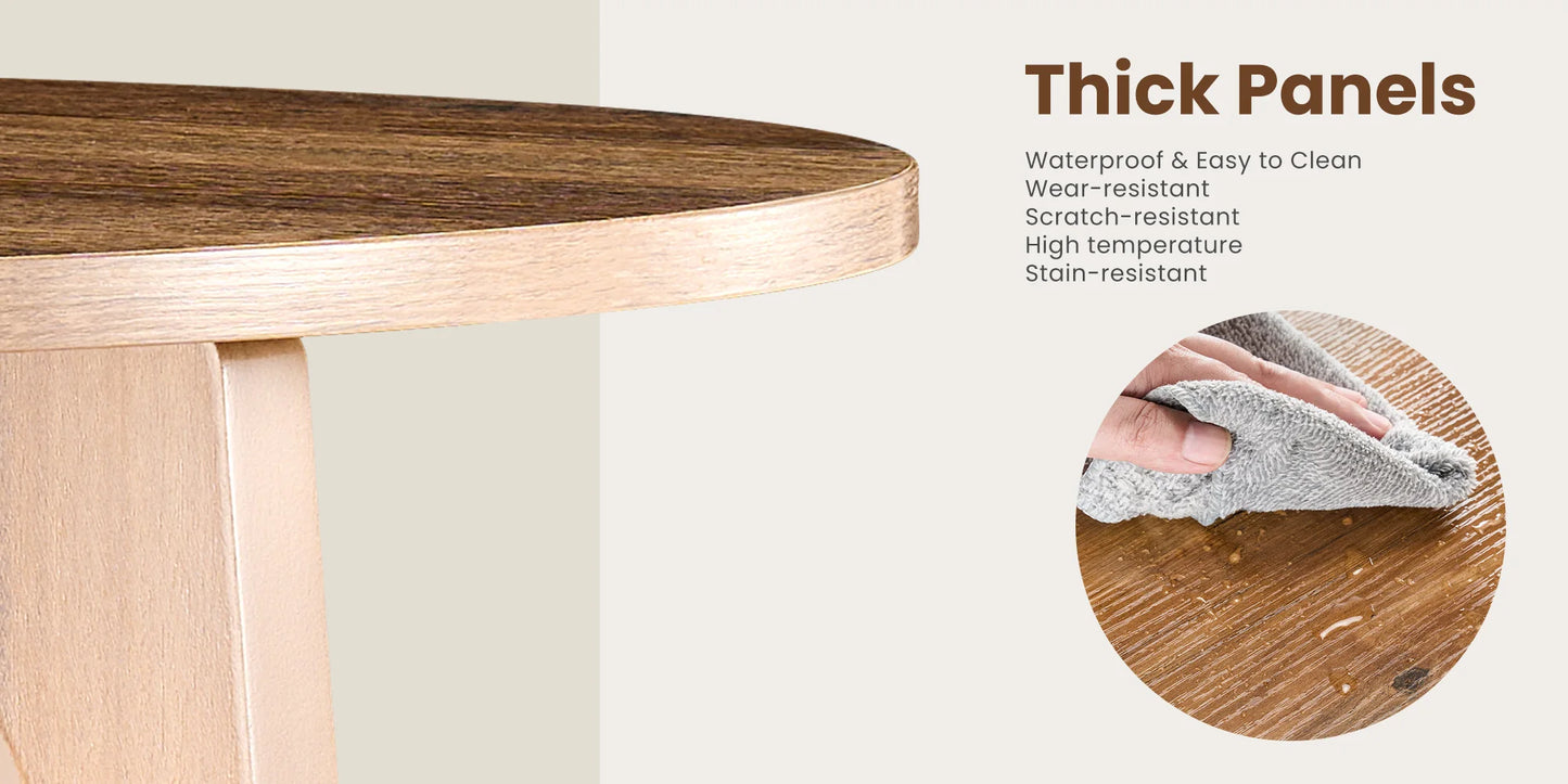 Wood Round Coffee Table with Storage Capacity