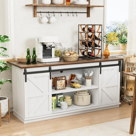 Dining Room Buffet Cabinet with Sliding Barn Doors
