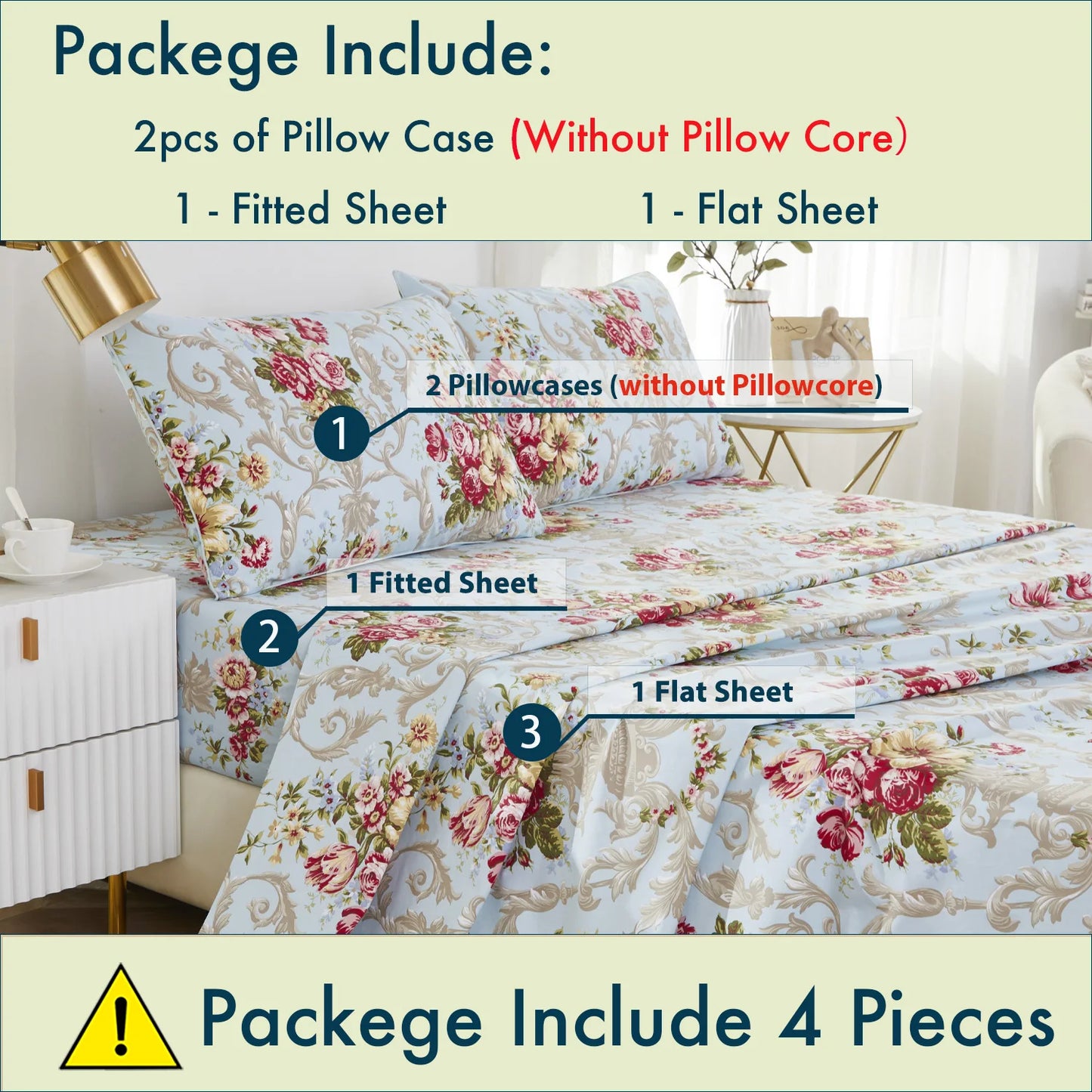 Vintage Red Rose In Light Blue