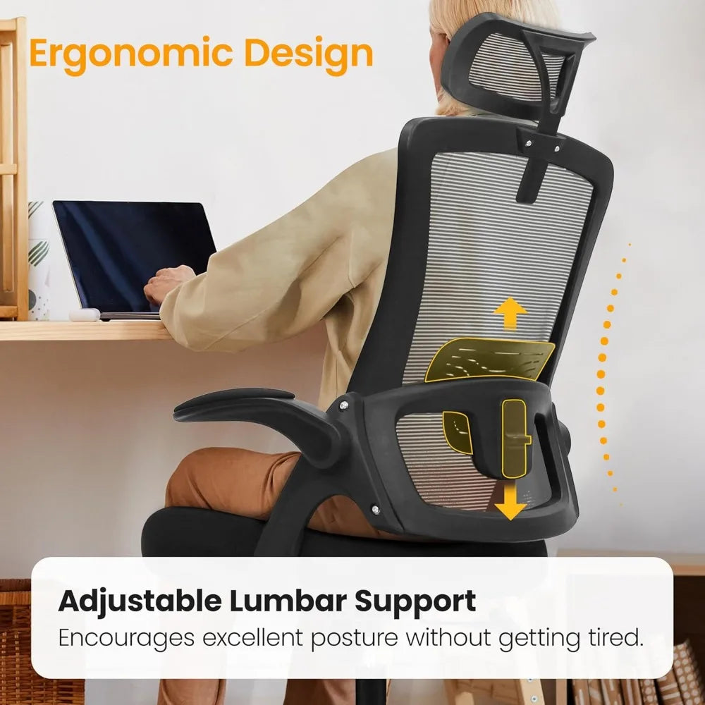 Ergonomic Adjustable Chair with a High Back Computer Comfy Task Office Chair