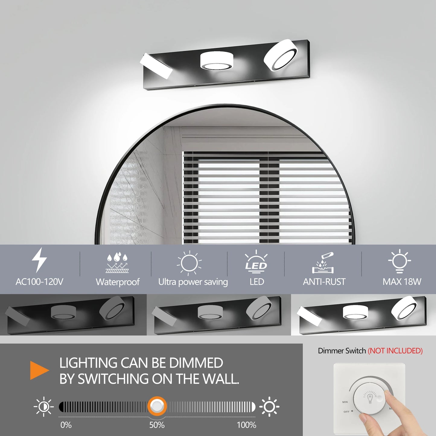 Bathroom LED Modern Black/Chrome Vanity Lights