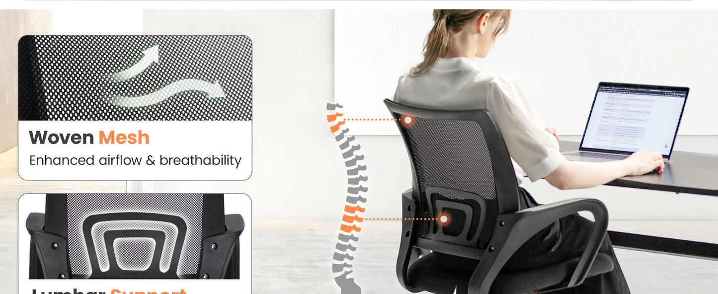 Mesh Gaming Office Chair Mid Back Lumbar Support
