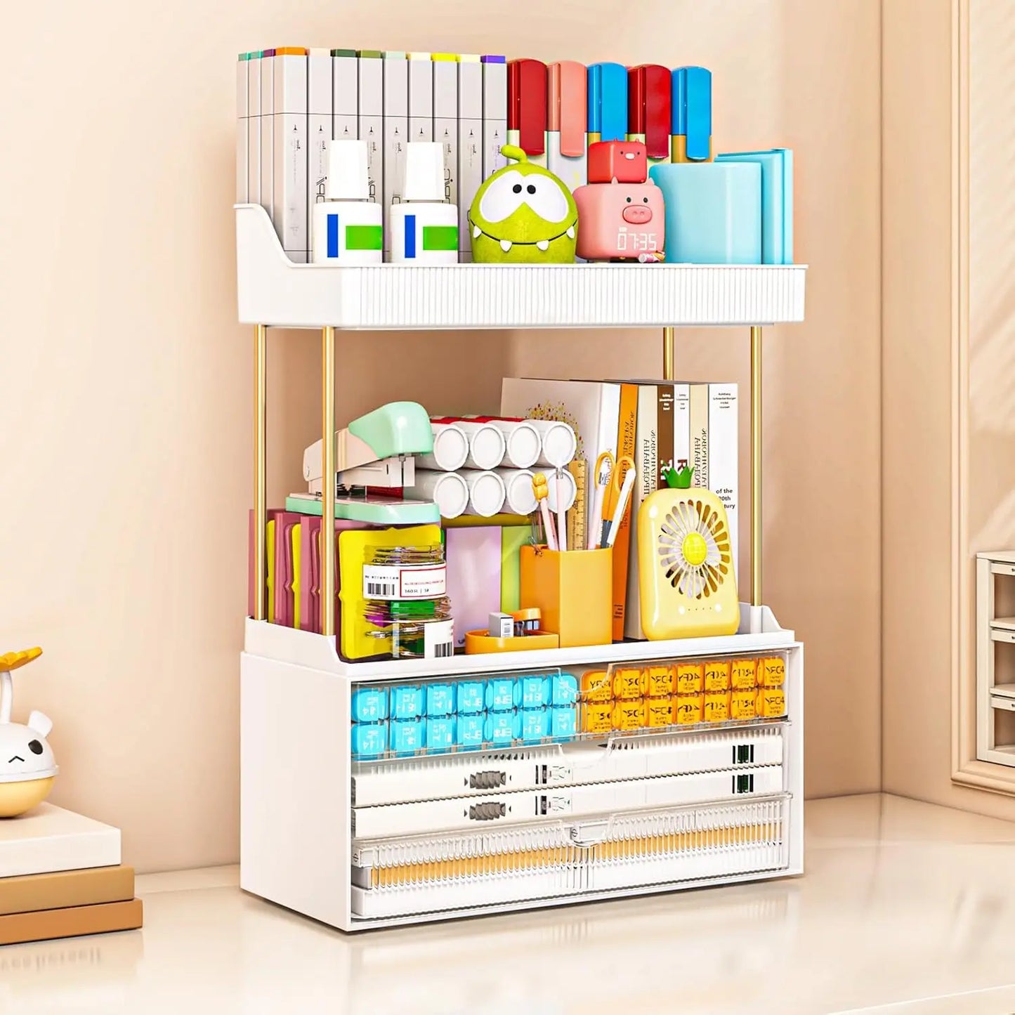 Clear Makeup Organizer with Drawers and Counter Storage