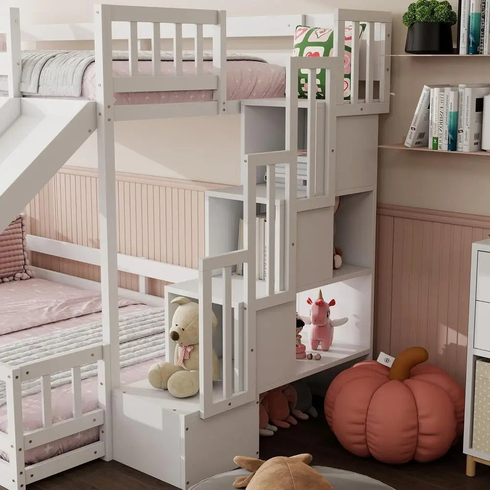 Twin Over Full Bunk Bed with Slide