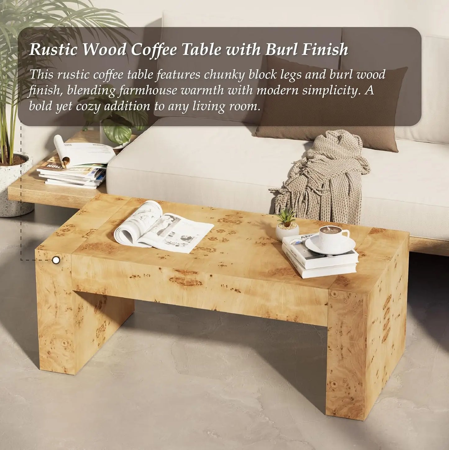 Modern Thick-Leg Rectangular Coffee Table