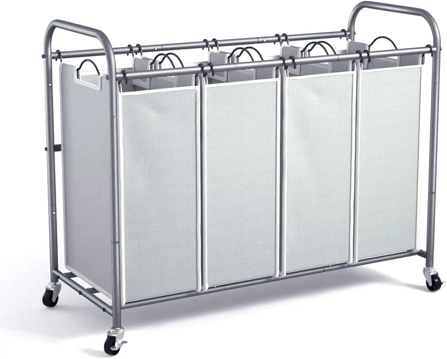 Rolling Laundry Organizer Cart With Locking Casters & Washable Oxford Fabric Bins