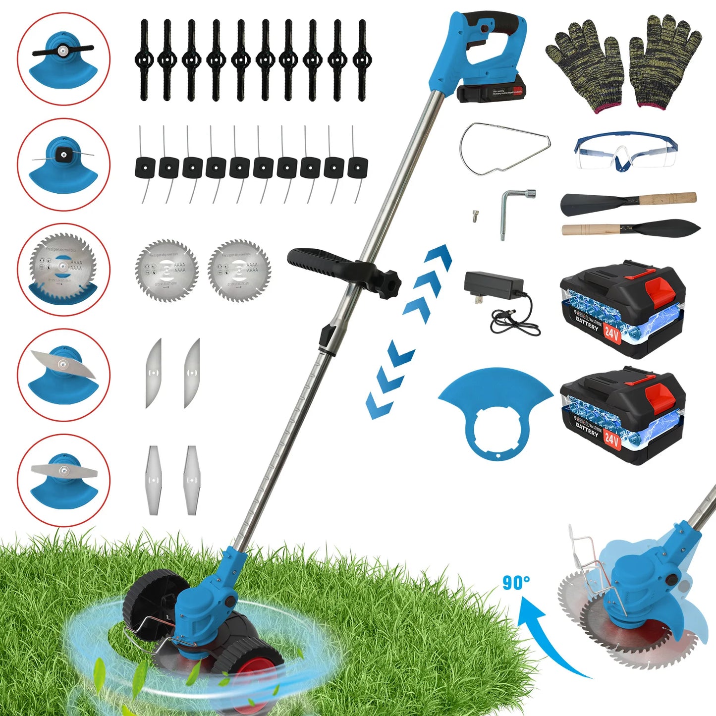Cordless Grass Trimmer Electric Lightweight with Lithium-ion Batteries