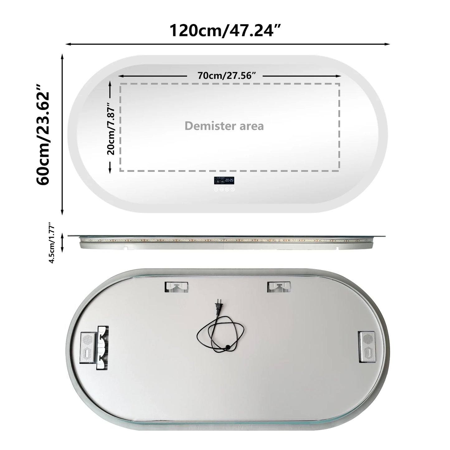 Oval LED Bathroom Mirror with Lights