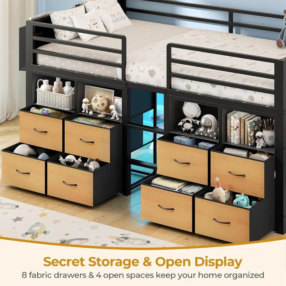 Low Lot Bed Twin Size with Natural | Storage Bookcases