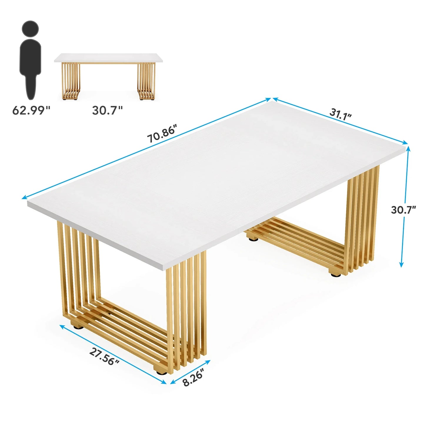 Modern Executive Desk with Gold Metal Legs