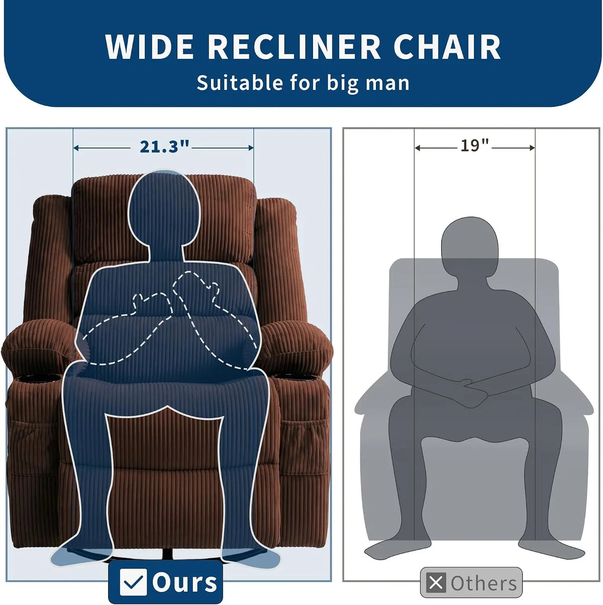 Corduroy Rocking Recliner Chair for Adults