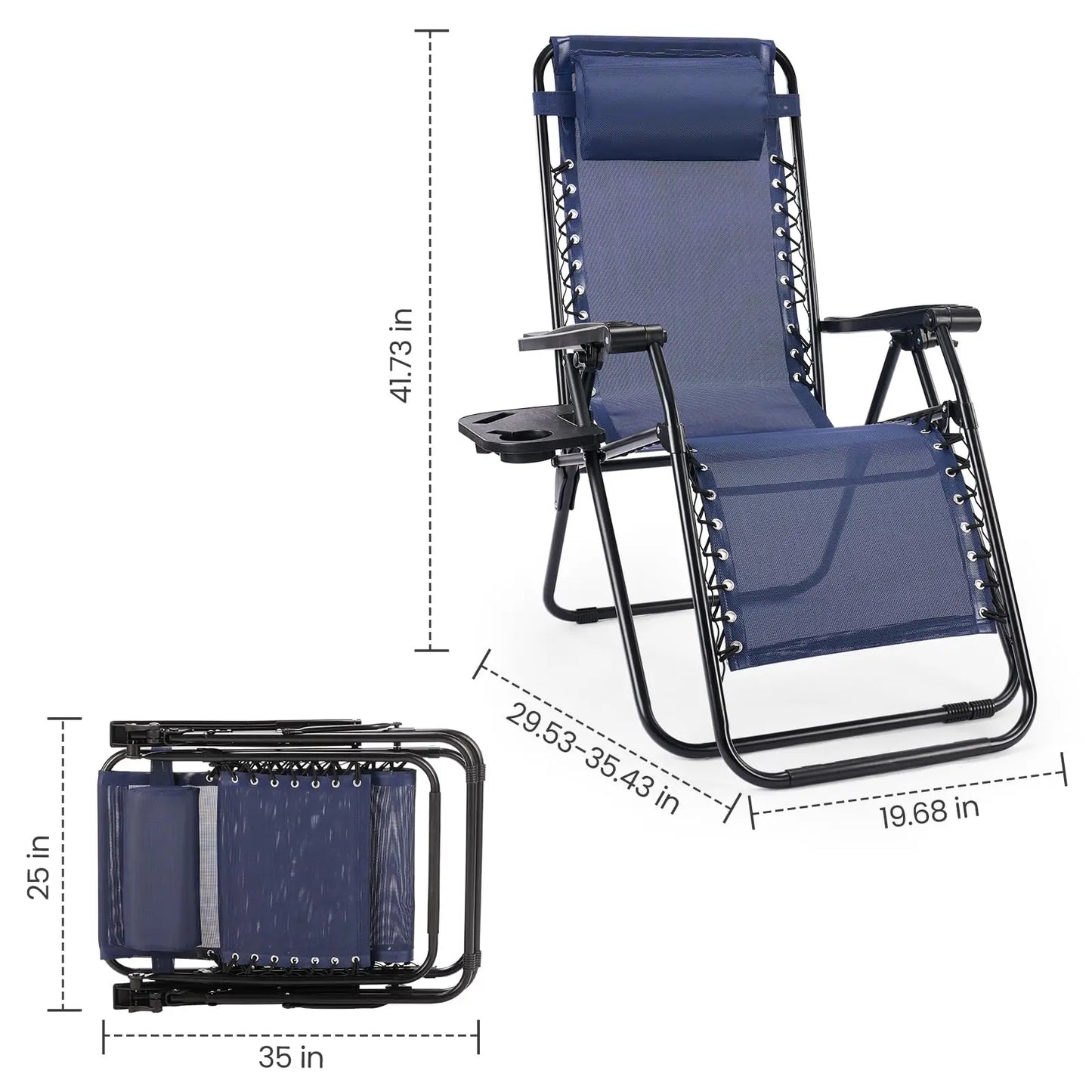 Zero Gravity Lounge Chair with Cup Holder Tray Set