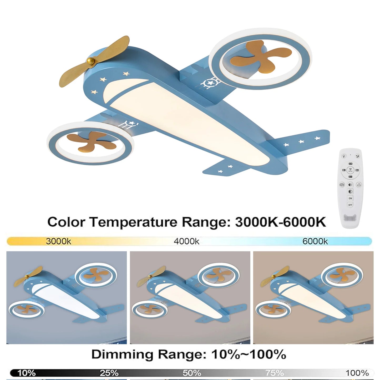 LED Airplane Ceiling Light with Remote Control