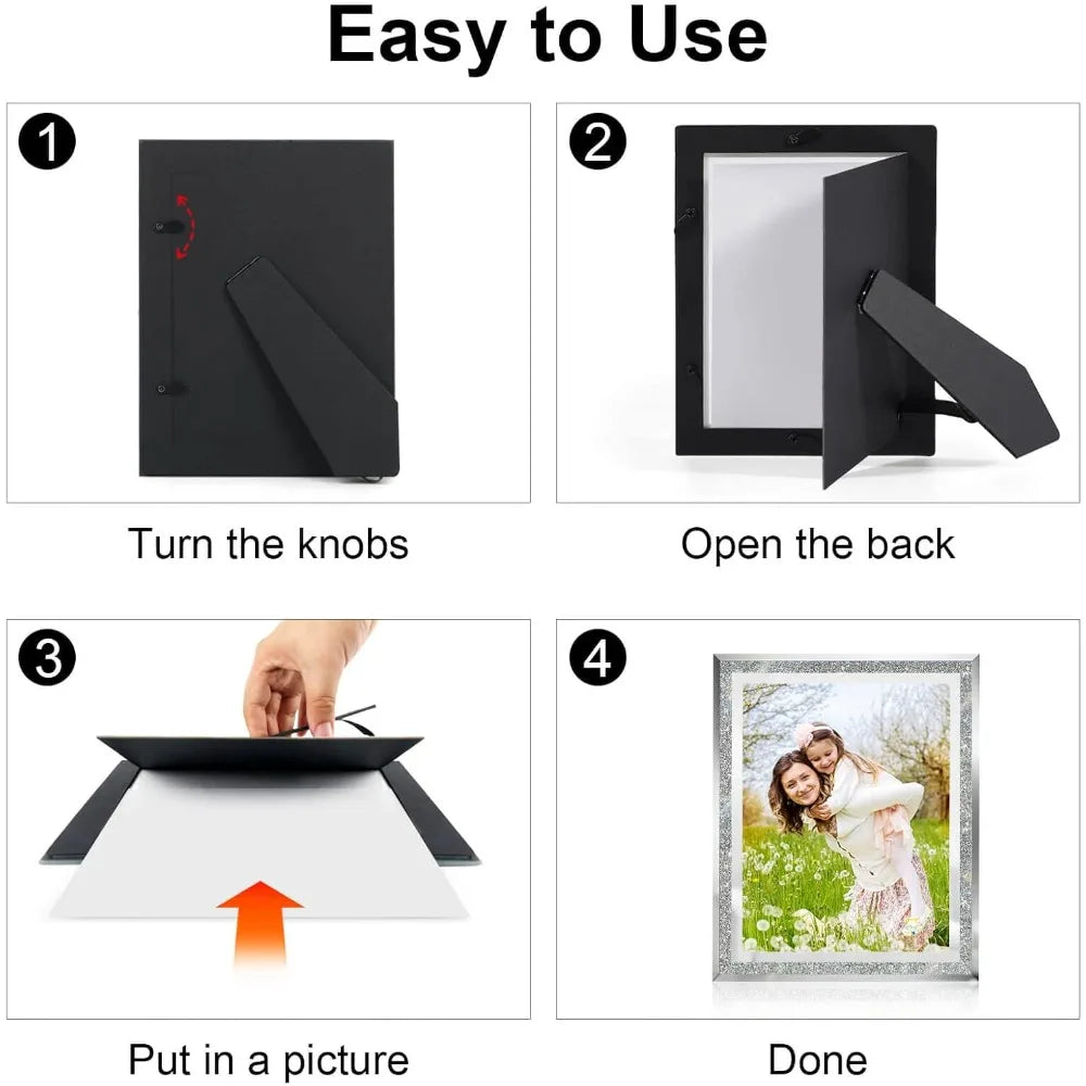 Picture Frame Set - Silver - Sparkle Real Glass