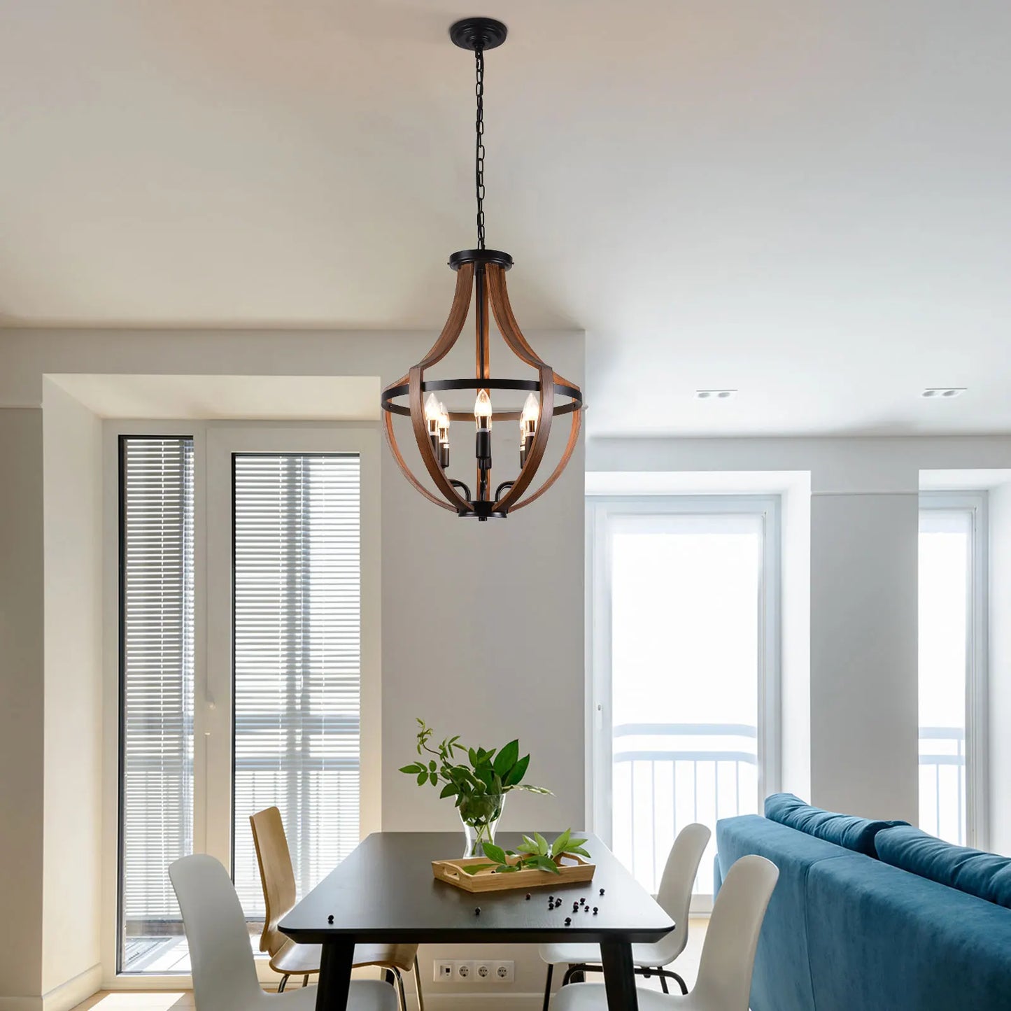 Modern Rustic Wooden Pendant Light Fixture