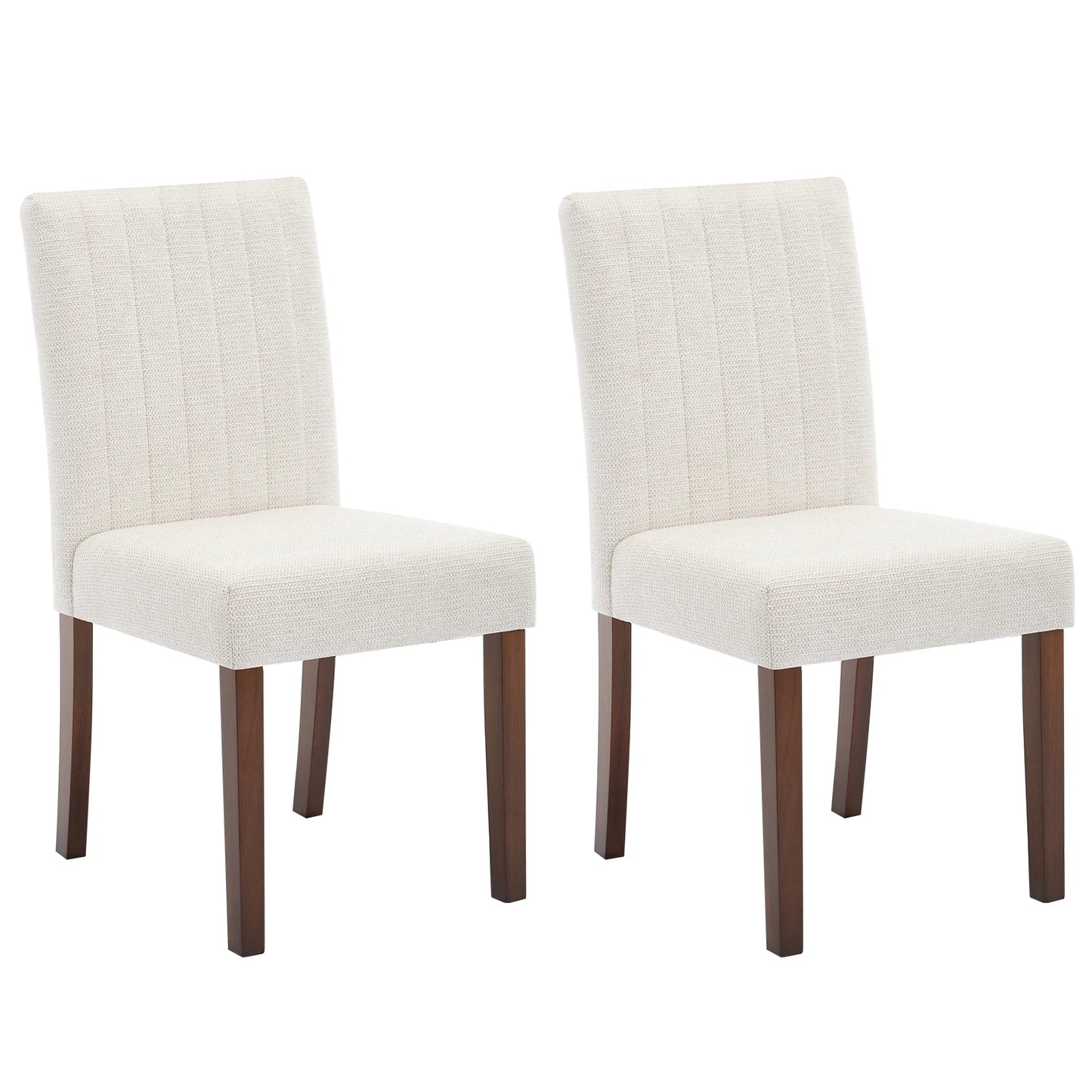 Modern Fabric Upholstered Dining Chairs with Sturdy Wood Legs