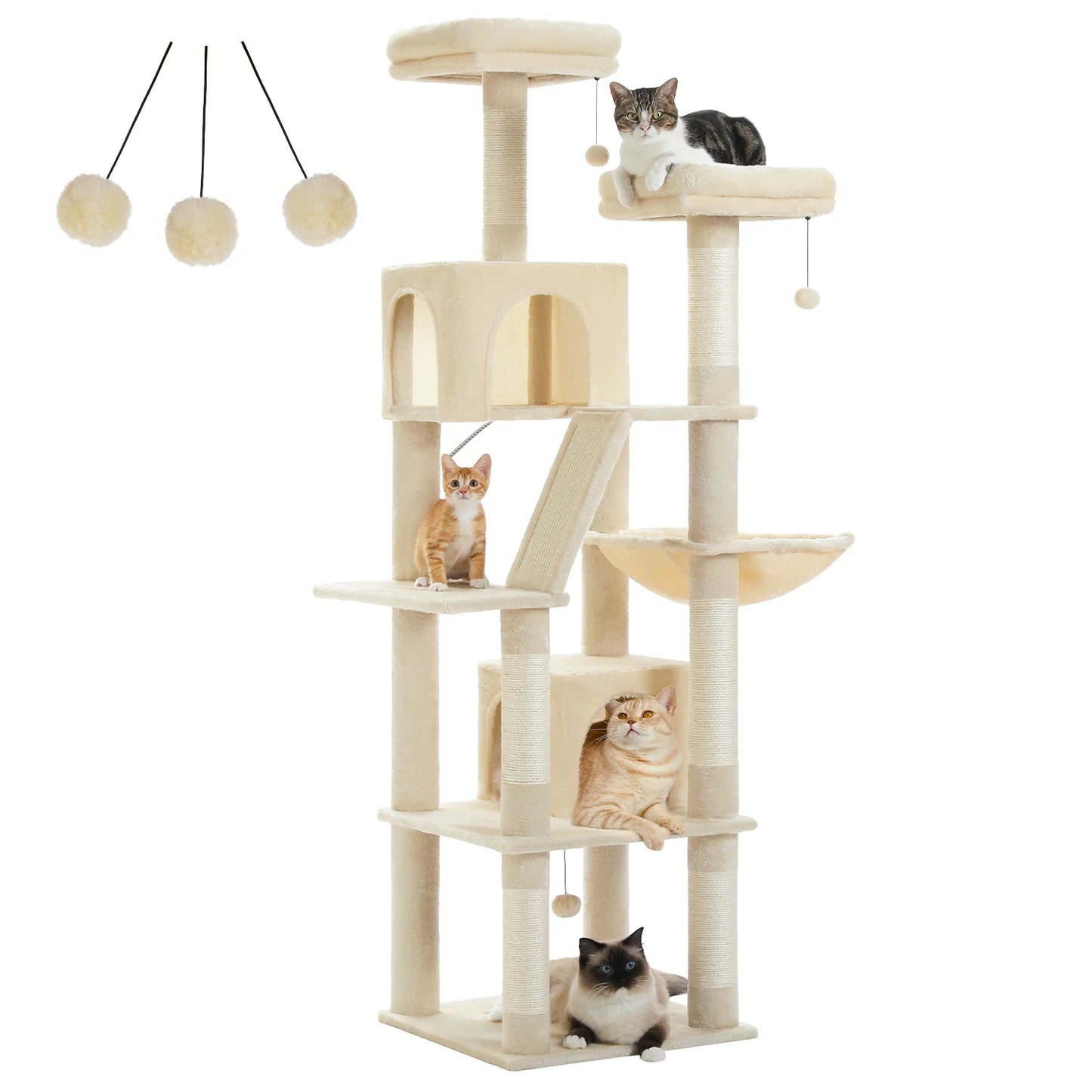 Multi-Level Plush Cat Condo with Scratching Posts