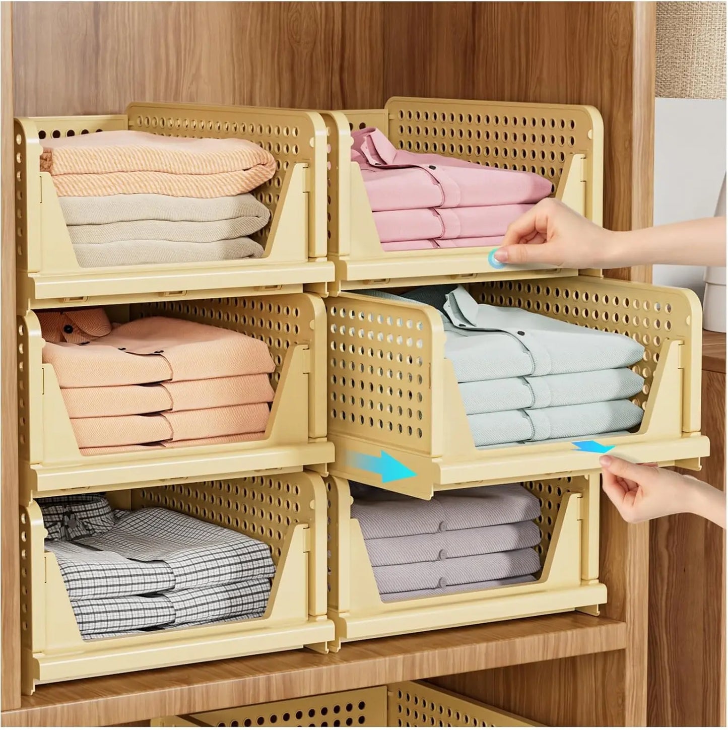 Stackable Closet Storage Basket Multifunctional & Foldable Closet Organizer