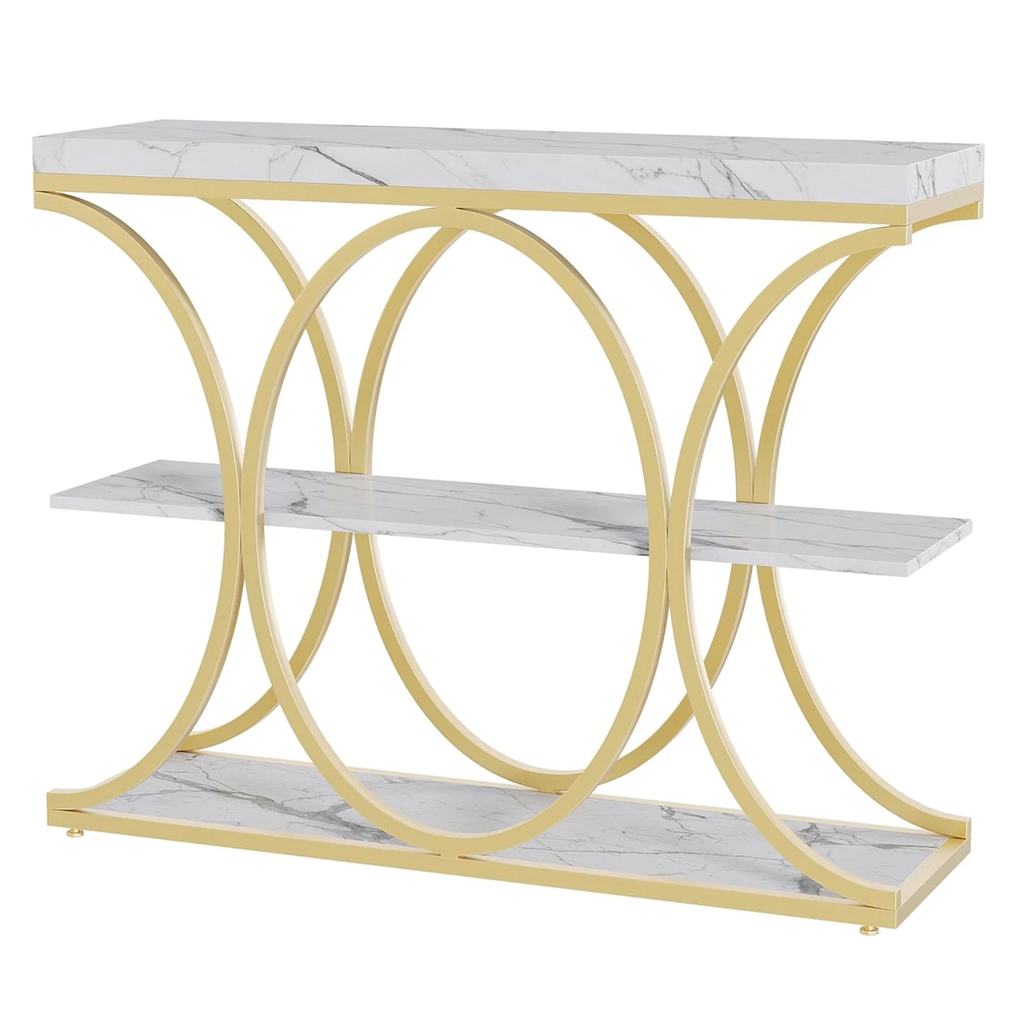 Narrow Console Table with Storage Shelves