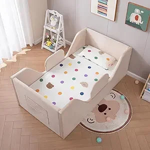 Removable Rail Standard Crib Floor Bed with Storage