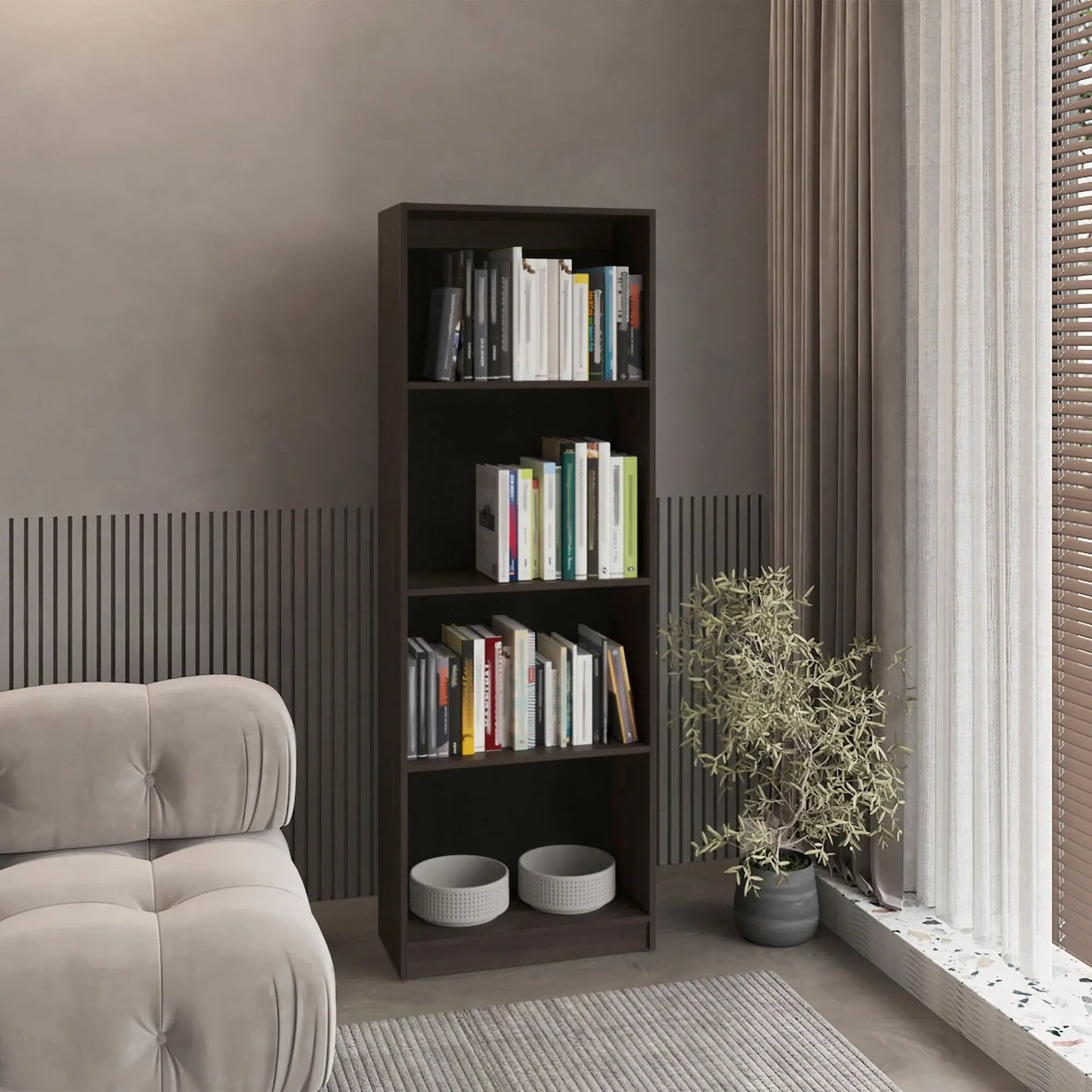 Elegant Design Spacious Tier-Shelving Bookcase