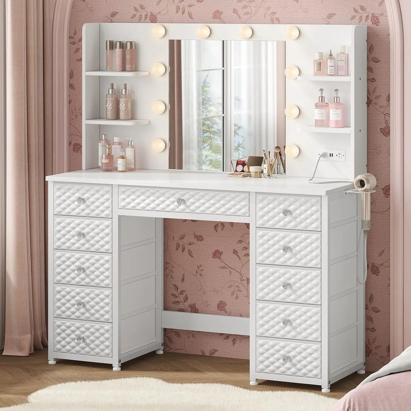 Vanity Desk with Power Strip