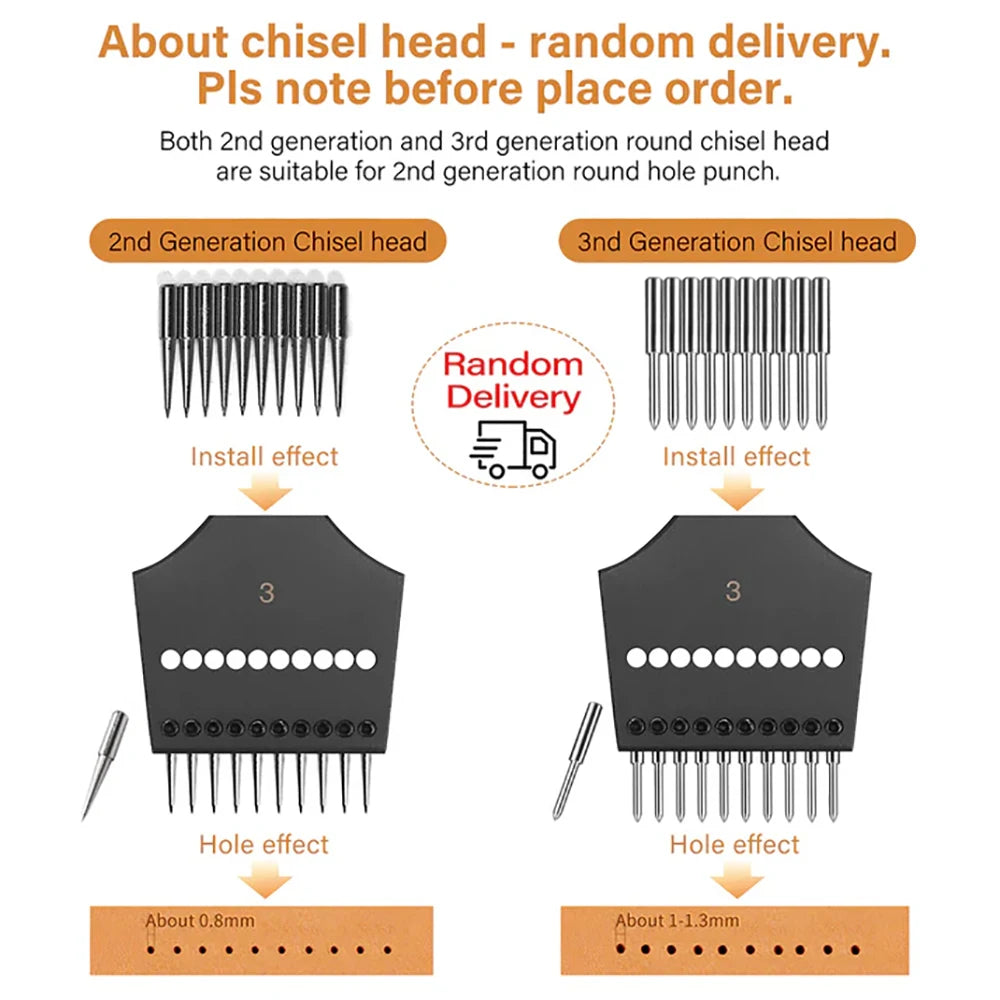 Iron Removable Round Hole Punch Leather Craft Chisel DIY Leather Tools