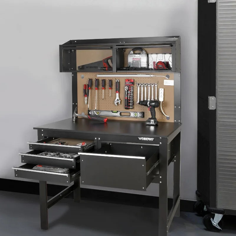 2-in-1 Workbench and Cabinet Combo with Light