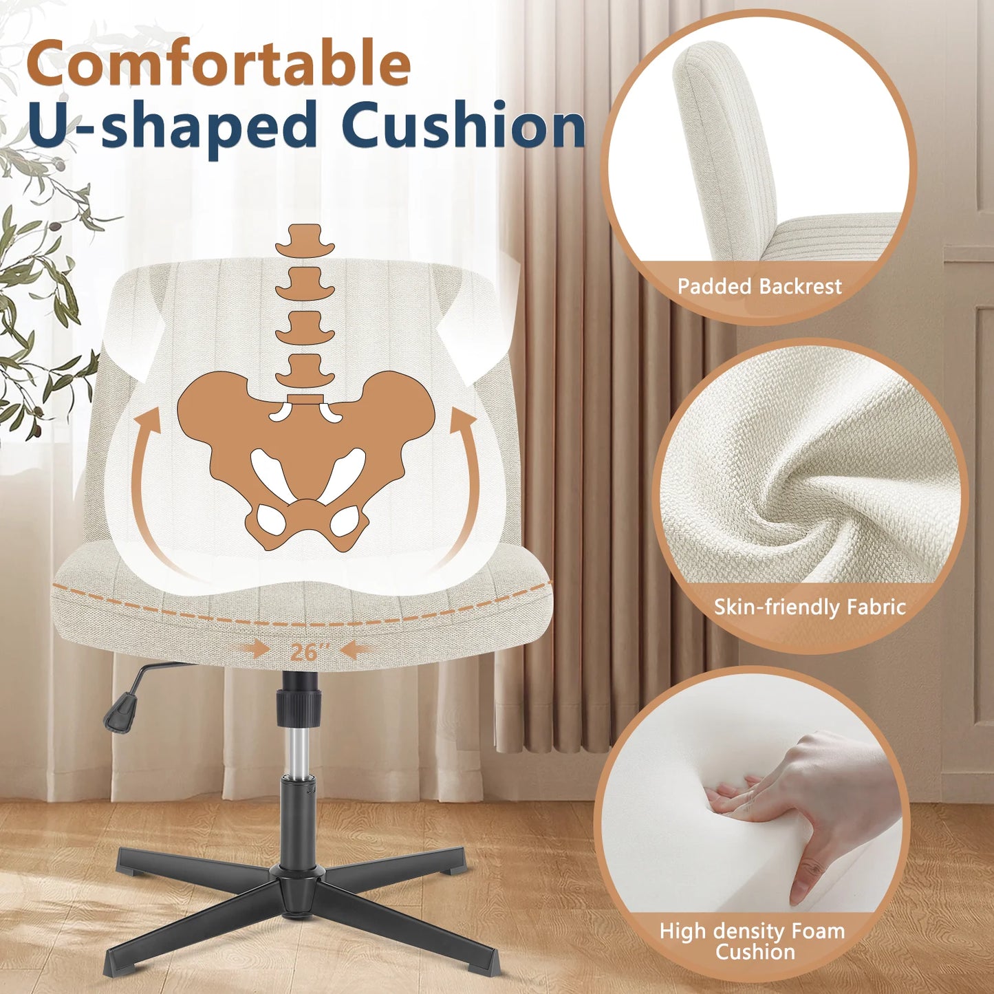 Cross Legged Rocking Chair Armless Wide