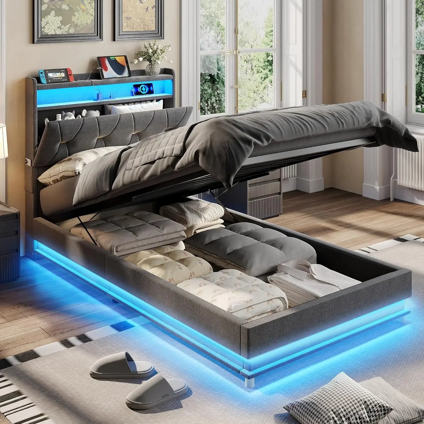 Twin Size Lift Up Storage Bed Frame