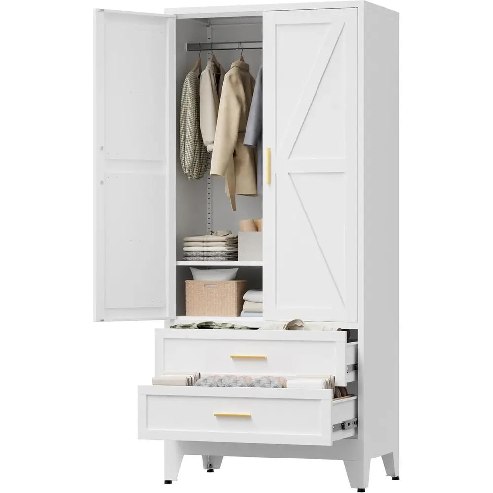 Wardrobe with Hanging Rod and Shelves