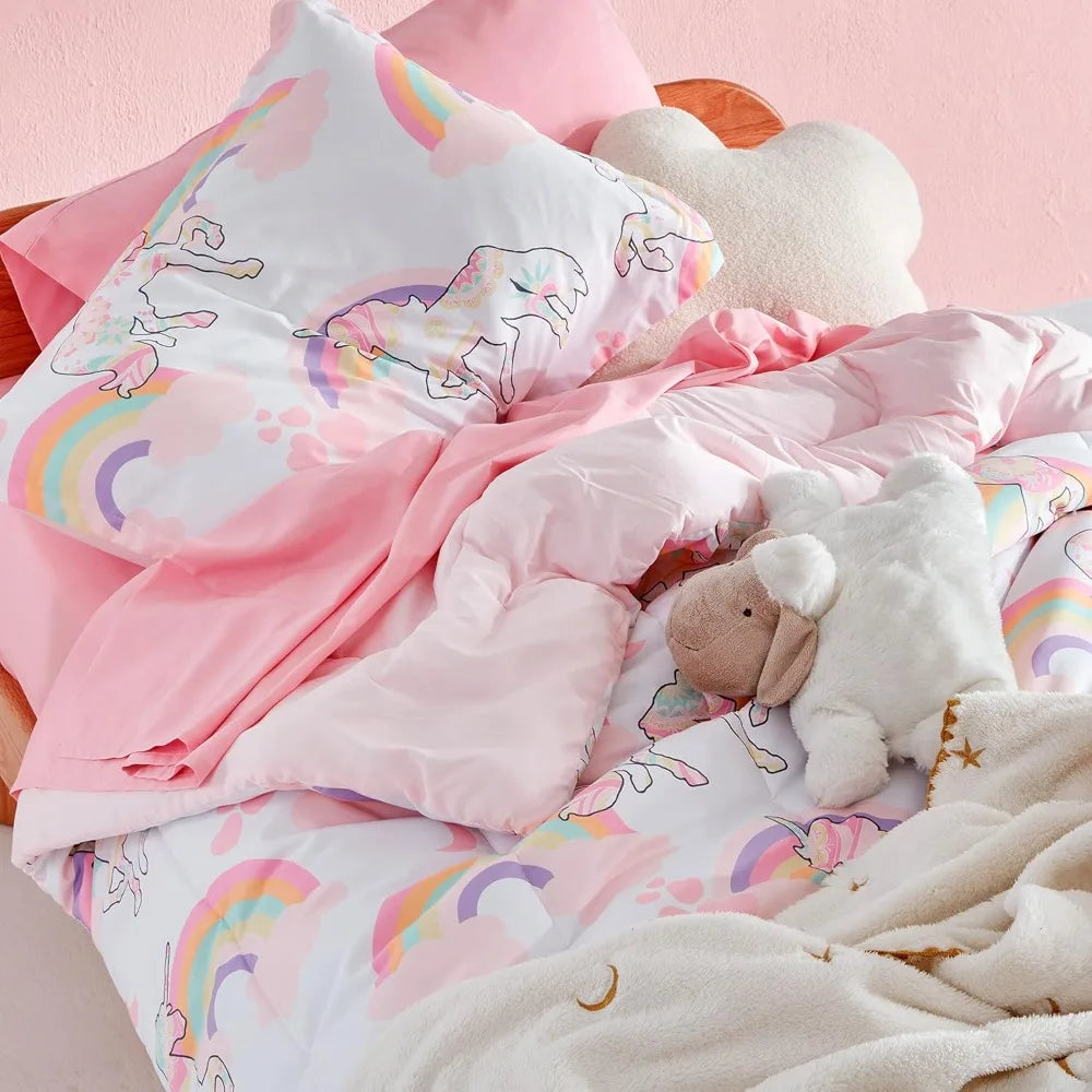 Kids Unicorn Bedding Set with Sheets & Pillowcases, Soft & Cute Design