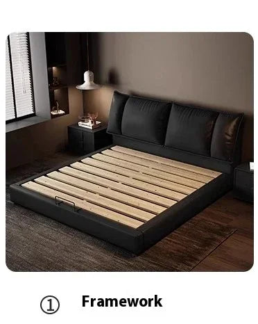 Double Luxury Bed with Office Headboards Racks and Frame Bedroom Set